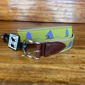 The Belted Cow Belt Sail Boat Print Green Purple Mens Size 32, 34 Made U…